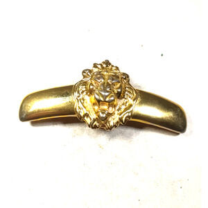 Hair Barrette Tension Clip Gold Tone Heavy Lion Made In France